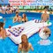 2 in 1 American Flag Pool Float & Pong Game Table with 8 Balls, 6x3 Ft Patriotic Inflatable Lounger for 4th of July Pool Parties, Summer Water Games and Adult Backyard BBQ Pool Party (No Include Cup)